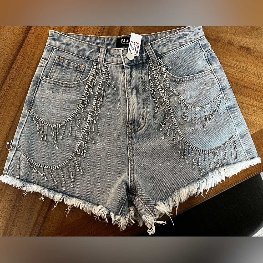 Ultra High Rise Rhinestone Fringe Short - Picture 4 of 7